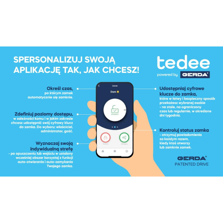 Zamek inteligentny Tedee GO2 powered by GERDA (srebrny) | Twoje-Drzwi.pl